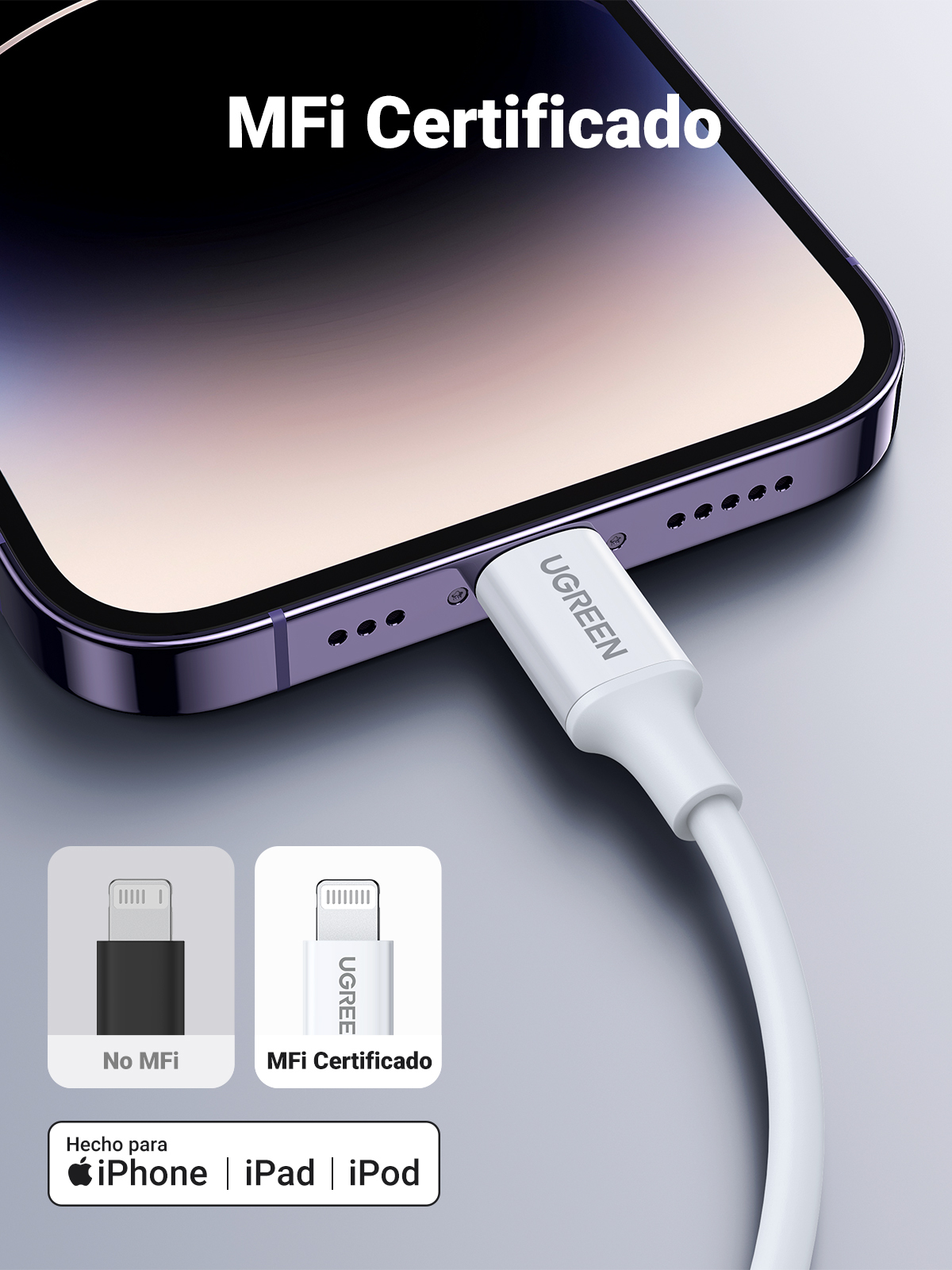 Cable USB-C a Lightning 1M Ugreen 10493 - imagen 5