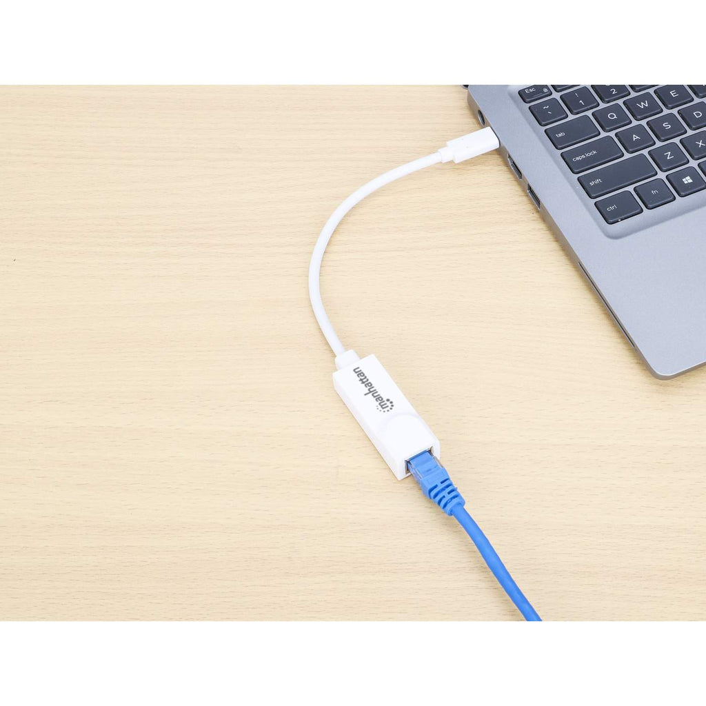Adaptador Ethernet Gigabit de USB-C a RJ45 Manhattan 507585, Color Blanco