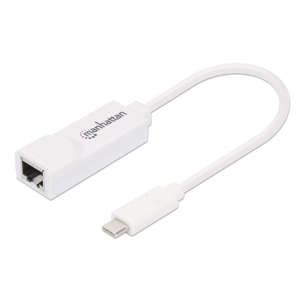 Adaptador Ethernet Gigabit de USB-C a RJ45 Manhattan 507585, Color Blanco
