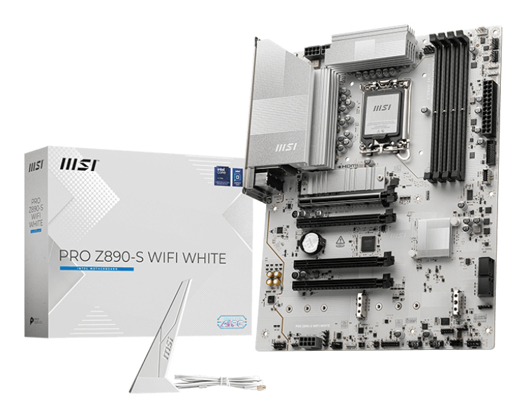 MotherBoard 1851 ATX MSI Z890-S WIFI WHITE, 256GB RAM DDR5 Max, 1 M.2 PCIE 5 + 2 M.2 PCIE 4, Wi-Fi 7 + BT 5.4 - imagen 1