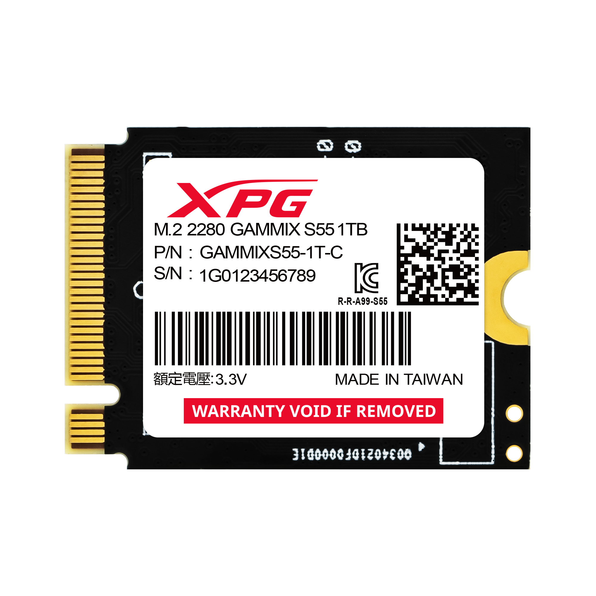 SSD M.2 2230 NVMe PCIe 4 1TB XPG GAMMIX S55, Lectura 5000MB/s Escritura 3700MB/s. SGAMMIXS55-1T-C