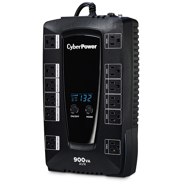 No-Break 900VA/480W CyberPower AVRG900LCD. 6 Tomas Respaldadas y Supresión d/P. + 6 con Supresión d/P., RJ11, LCD - imagen 2