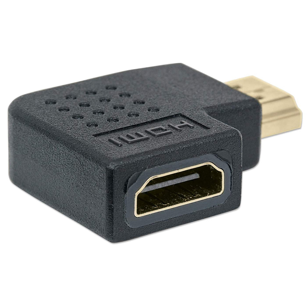 Adaptador de Video HDMI a HDMI Macho-Hembra Manhattan 353489, Angulo Izquierdo de 90 grados, Hasta 4K, Color Negro - imagen 2