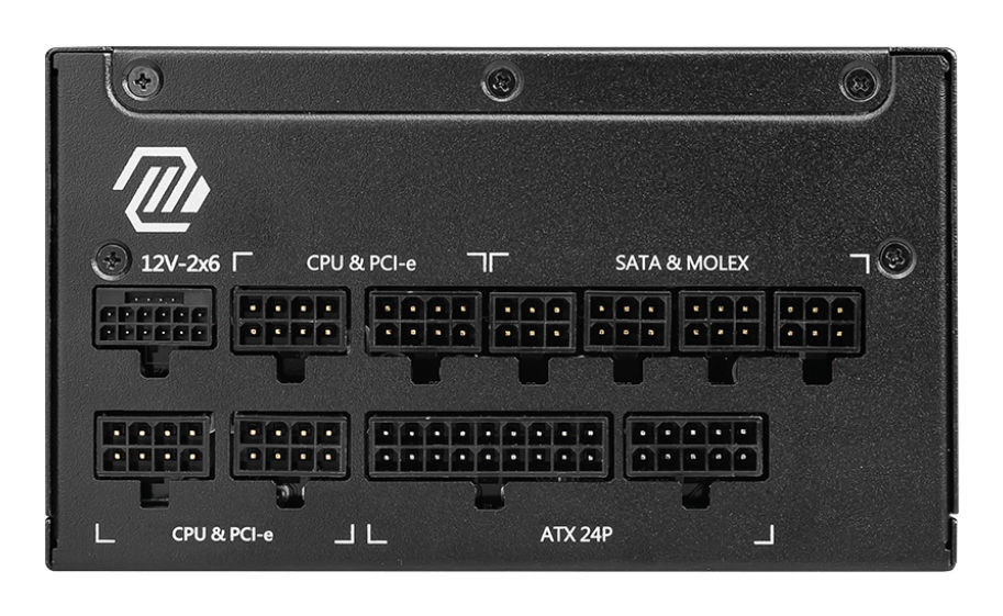 Fuente de Poder 1250W 80+Gold MSI MAG A1250GL PCIE5. 1x 24pin, 2x 8pin CPU, 4x 8pin PCIE, 1x 12VHPWR, Color Negro - imagen 2