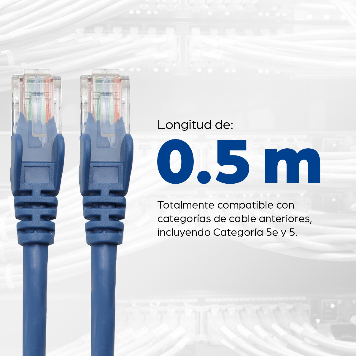Patch Cord Cat6 50cm Intellinet 342568, Hasta 1000Mbps, Color Azul
