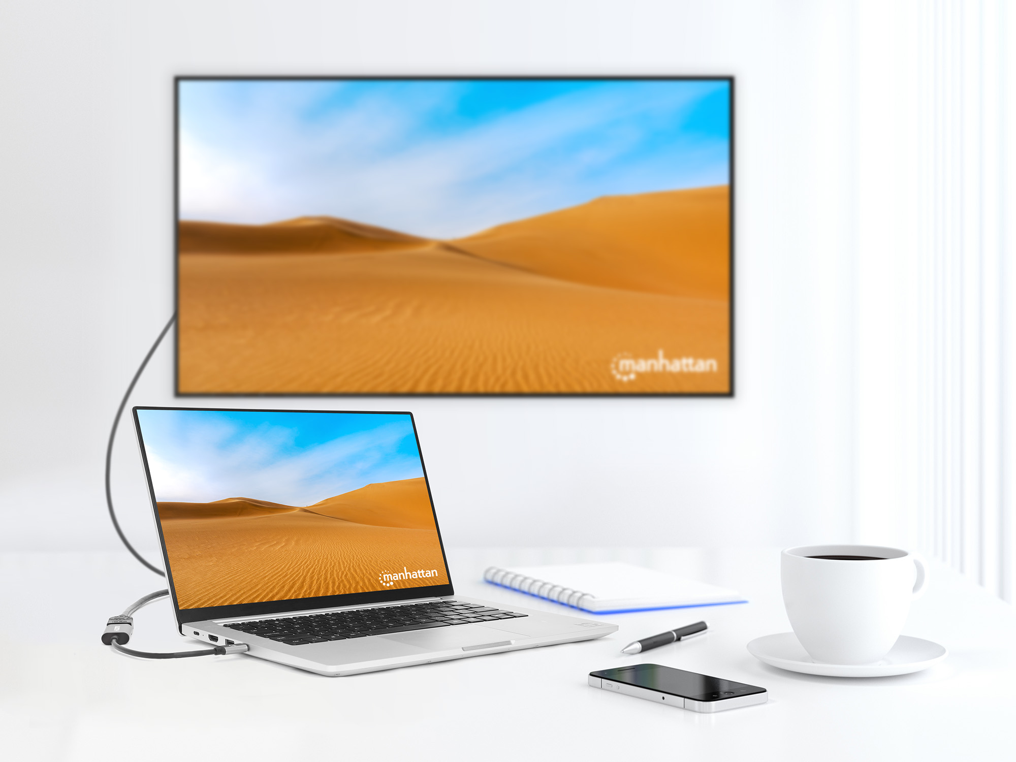 Convertidor de Video USB-C a HDMI Manhattan 153973, 4K 60Hz, Color Gris