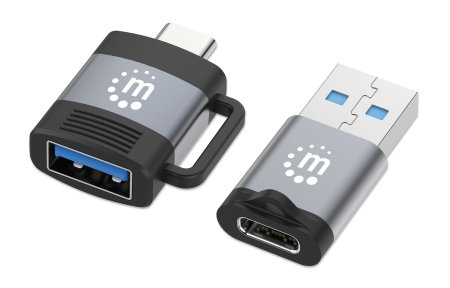 Adaptador USB-C a USB-A y USB-A a USB-C 3.2 Gen 1 Manhattan 356329, 5Gbps, Set 2 Piezas, Color Negro