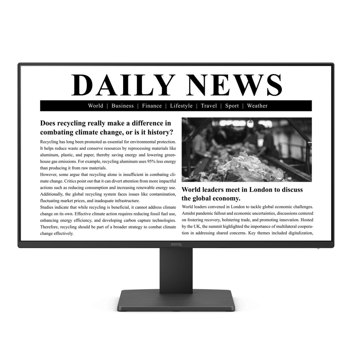 Monitor 24" 1920x1080 100Hz 5ms, Benq GW2491, Panel IPS, 1 DispayPort + 1 HDMI, VESA 100mm - imagen 1