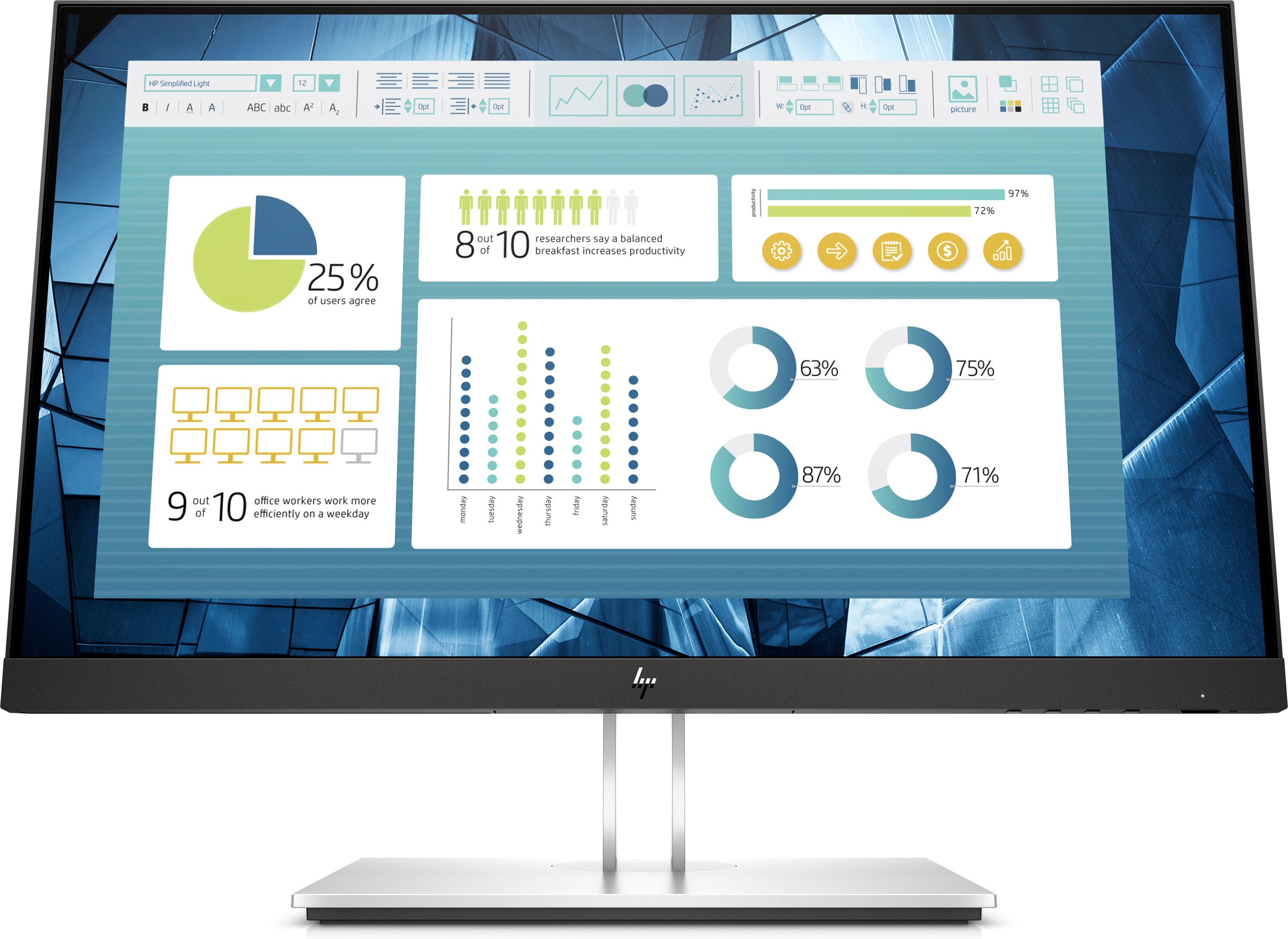 Monitor 22" 1920x1080 60Hz 5ms, HP Elite Display E22 G4, Panel IPS, 1 VGA 1 DP 1 HDMI 4 USB-A 3.2, Plata
