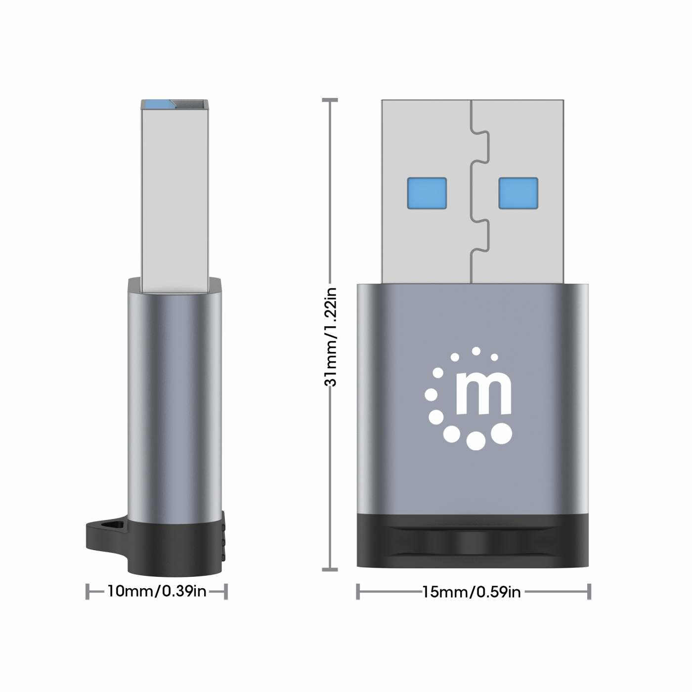 Adaptador USB-A Macho a USB-C 3.2 Gen 1 Hembra Manhattan 356305, 5Gbps, Hasta 3A, Color Negro - imagen 5