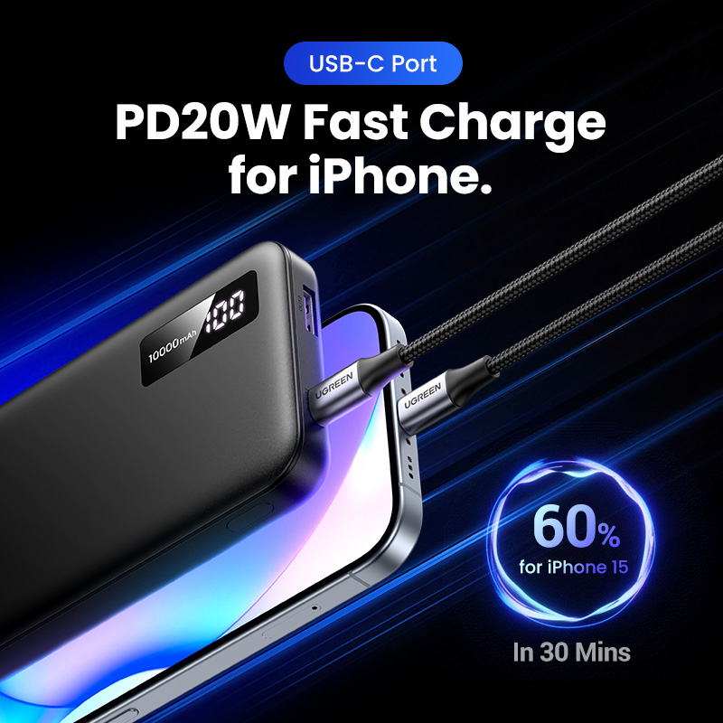 Power Bank Ugreen PB311 25742, 10,000mAh, 20W, Carga Bidireccional - imagen 2