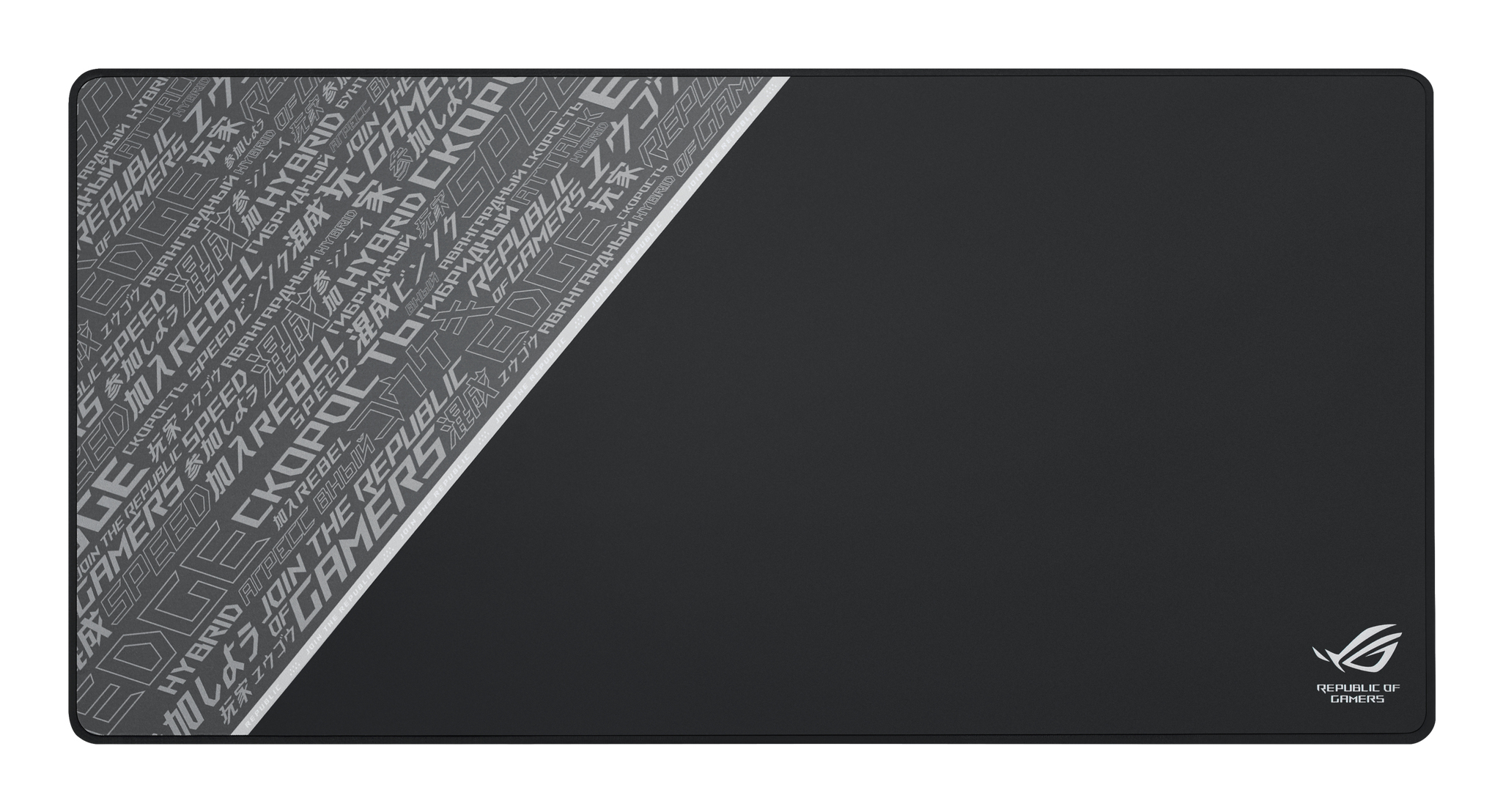 Mousepad Asus ROG Sheath BLK, Tela + Goma, 90cm x 44cm x 3mm, Bordes Cosidos, Color Negro/Gris - imagen 1