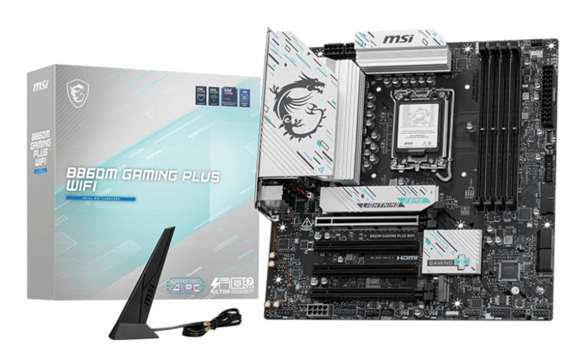MotherBoard LGA1851 Micro-ATX MSI B860M GAMING PLUS WIFI, 256GB RAM DDR5 Max,1 M.2 PCIE 5 + 1 M.2 PCIE4,Wi-Fi 7 + BT 5.4 - imagen 1