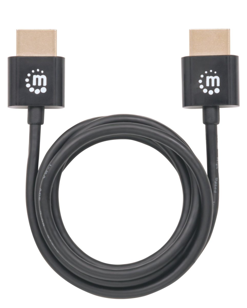 Cable de Video 1m HDMI a HDMI Manhattan 394352, 4K 60Hz, Cable Delgado, Chapado en Oro, Color Negro - imagen 2