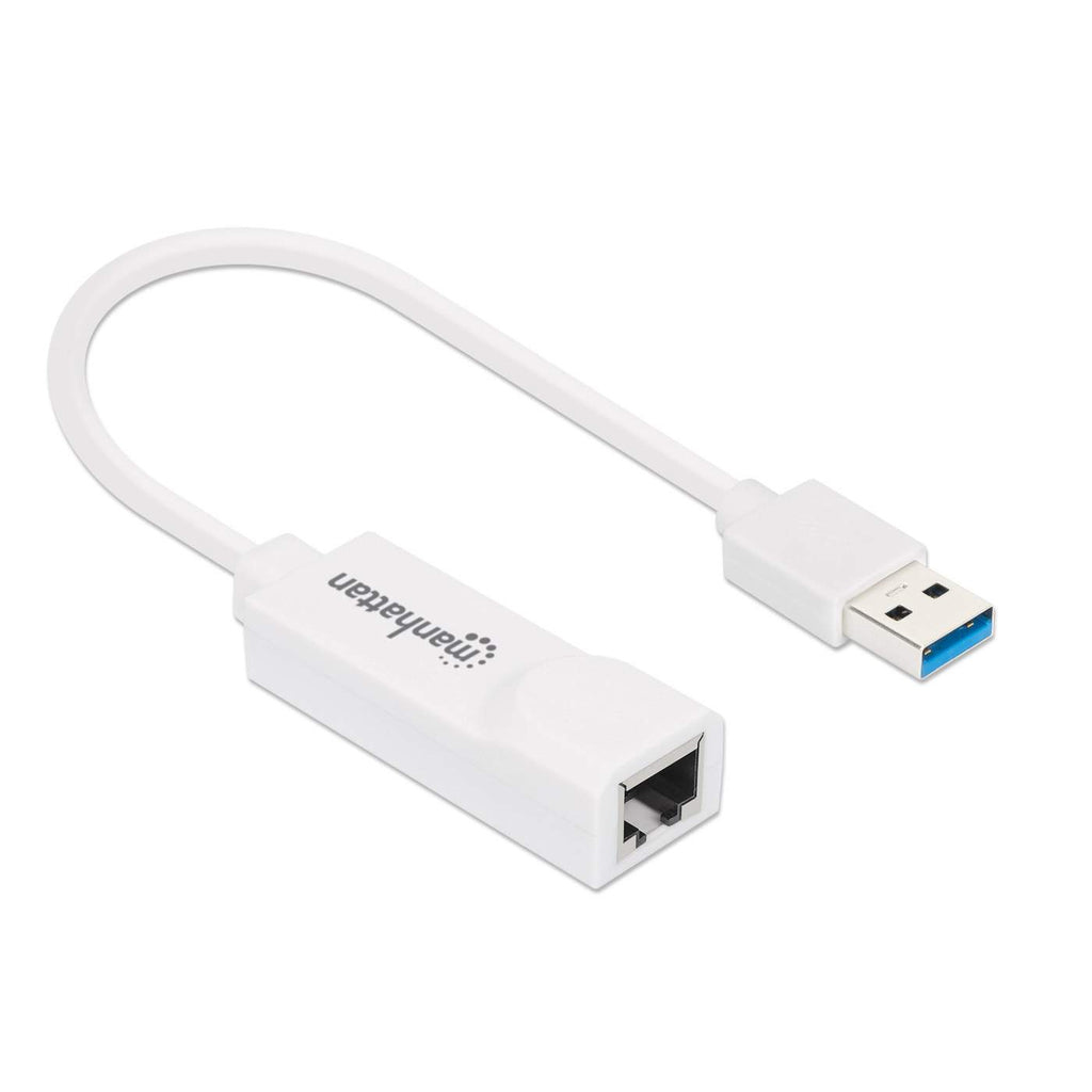 Adaptador Ethernet Gigabit de USB-A a RJ45 Manhattan 506847, Color Blanco