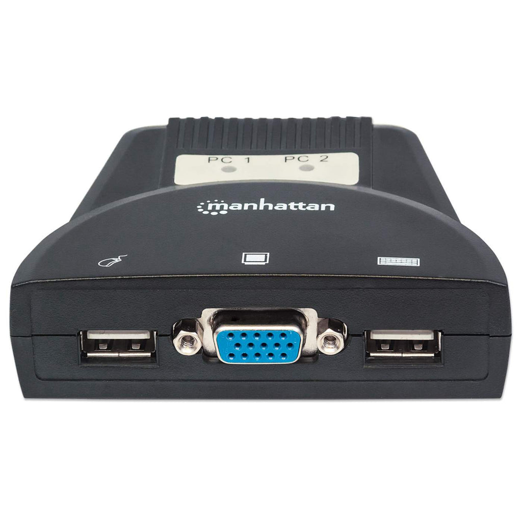 Mini Switch KVM 2 CPUs a 1 Monitor 1.2m Manhattan, Hasta 1920x1440, Conexión por VGA. 151245