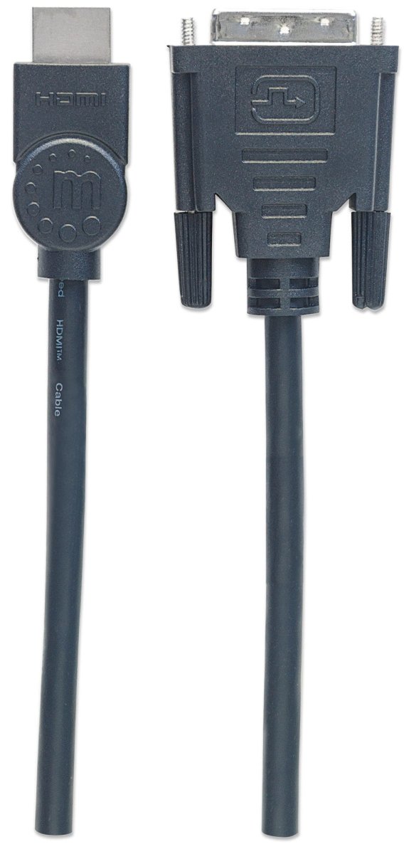 Cable Adaptador de Video 3m HDMI a DVI-D (24+1) Manhattan 372510, Hasta 1080p 60Hz, Chapado en Oro, Color Negro - imagen 4
