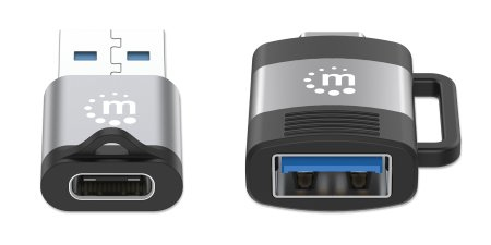 Adaptador USB-C a USB-A y USB-A a USB-C 3.2 Gen 1 Manhattan 356329, 5Gbps, Set 2 Piezas, Color Negro