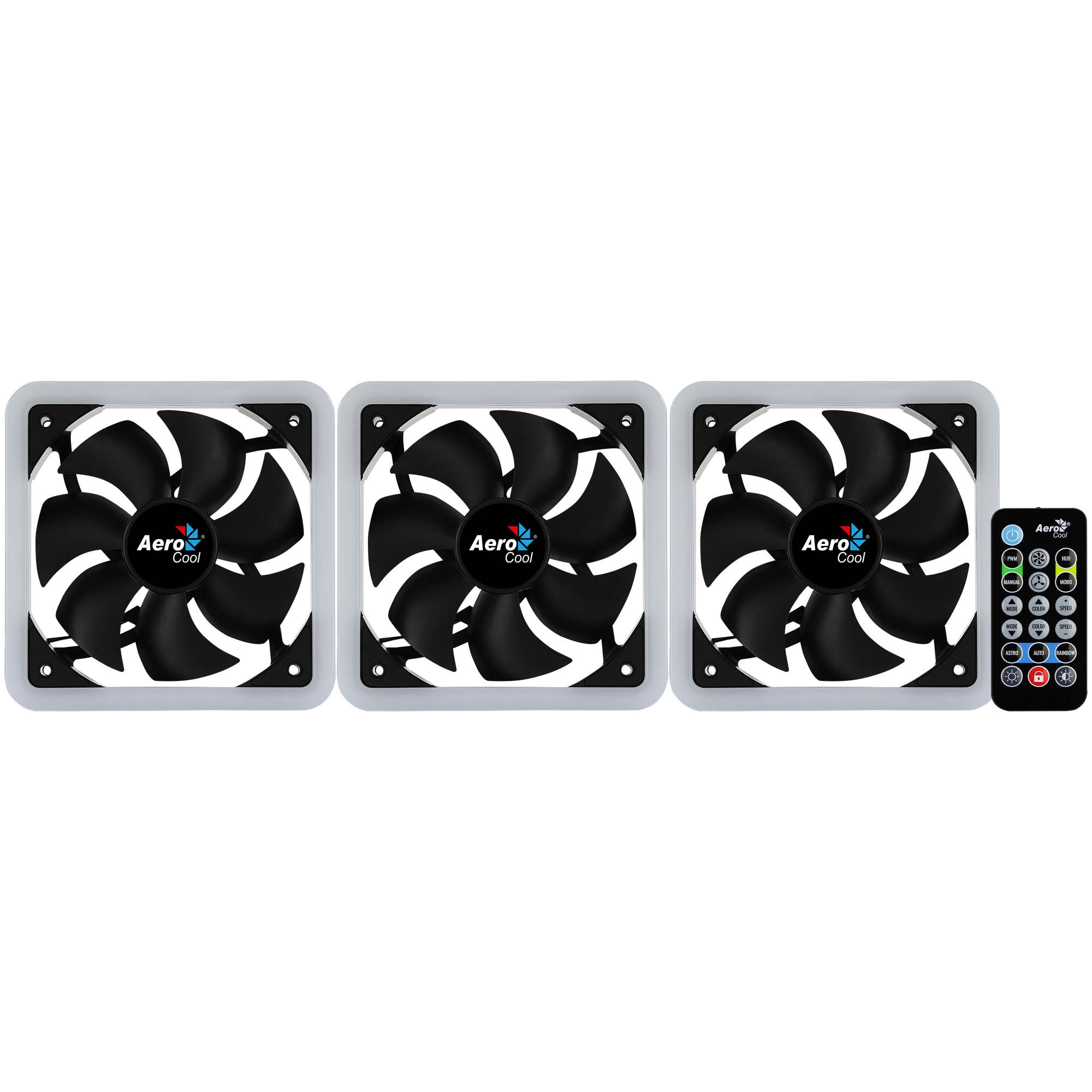 Kit de 3 Ventiladores 140mm Aerocool Edge 14 Pro, 800 RPM, ARGB, Incluye Controlador, Color Negro