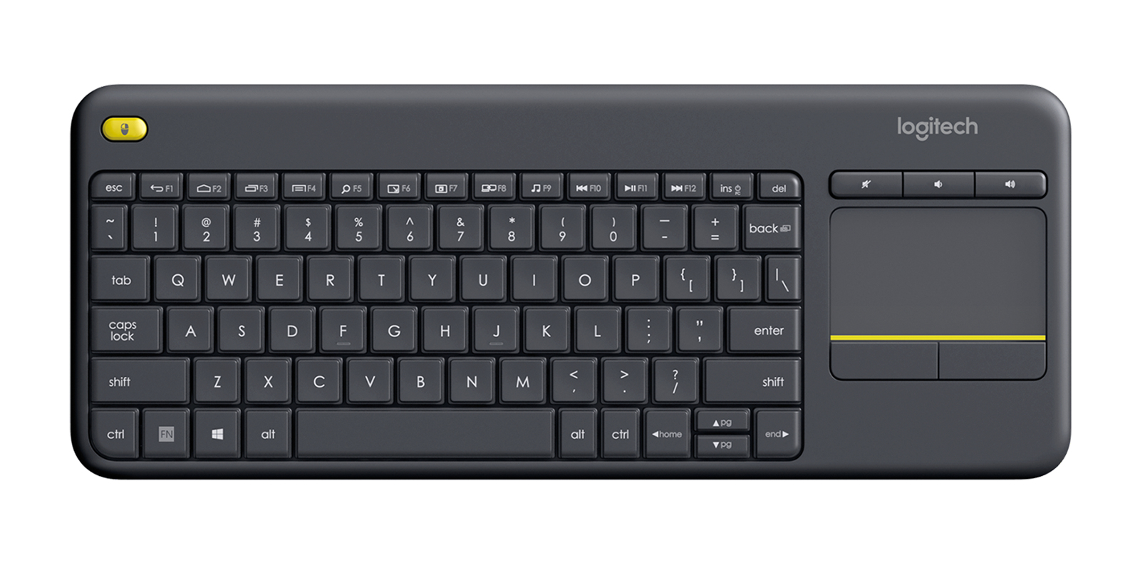 Teclado Inalámbrico Logitech K400 Plus, TouchPad, RF 2.4GHz, Color Negro, Español