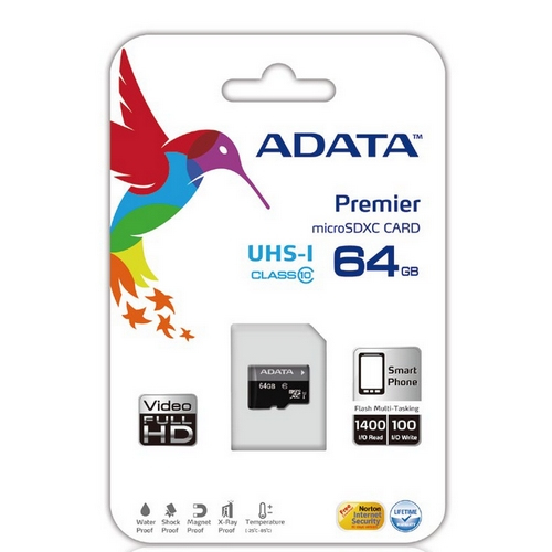 Memoria Micro SDXC 64GB Adata Premier, Clase 10, U1, 50MB/s lectura, Incluye adaptador SD - imagen 2