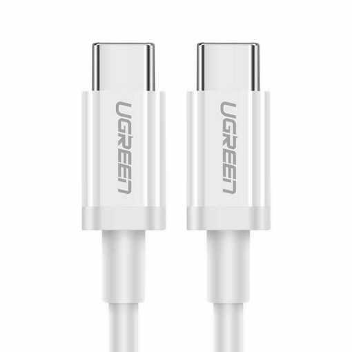 Cable USB-C a USB-C 1m Ugreen 60518, 60W, Carga Rápida PD 3.0 y QC 4.0, 480Mbps, Color Blanco - imagen 1
