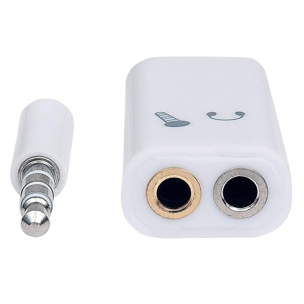 Adaptador de Audio Manhattan, de 3.5mm 4 polos macho a 2x 3.5mm 3 polos (audio y micrófono) hembra , color blanco.354561 - imagen 3
