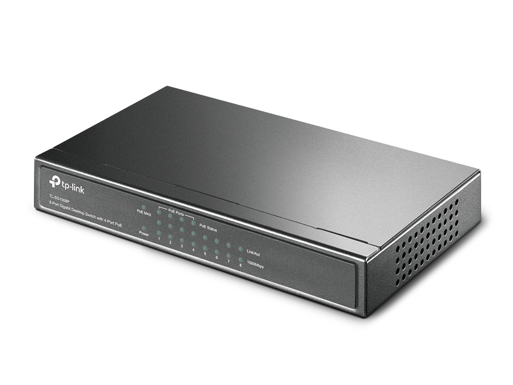 Switch 8 Puertos Gigabit PoE p/Escritorio Tp-Link TL-SG1008P, 4 Ptos PoE 30W y 250m por puerto, Caja de Metal - imagen 3