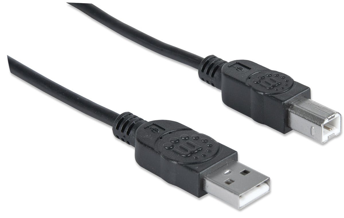 Cable USB-A 2.0 a USB-B 2.0 3m Manhattan 333382, 480Mbps, Color Negro - imagen 2