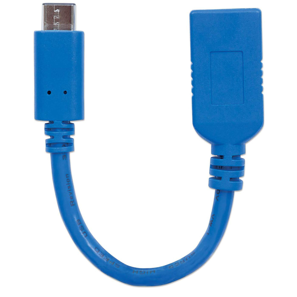 Adaptador USB-C 3.2 Gen 1 Macho a USB-A Hembra 15cm Manhattan 353540, 5Gbps, 3A, Color Azul - imagen 2