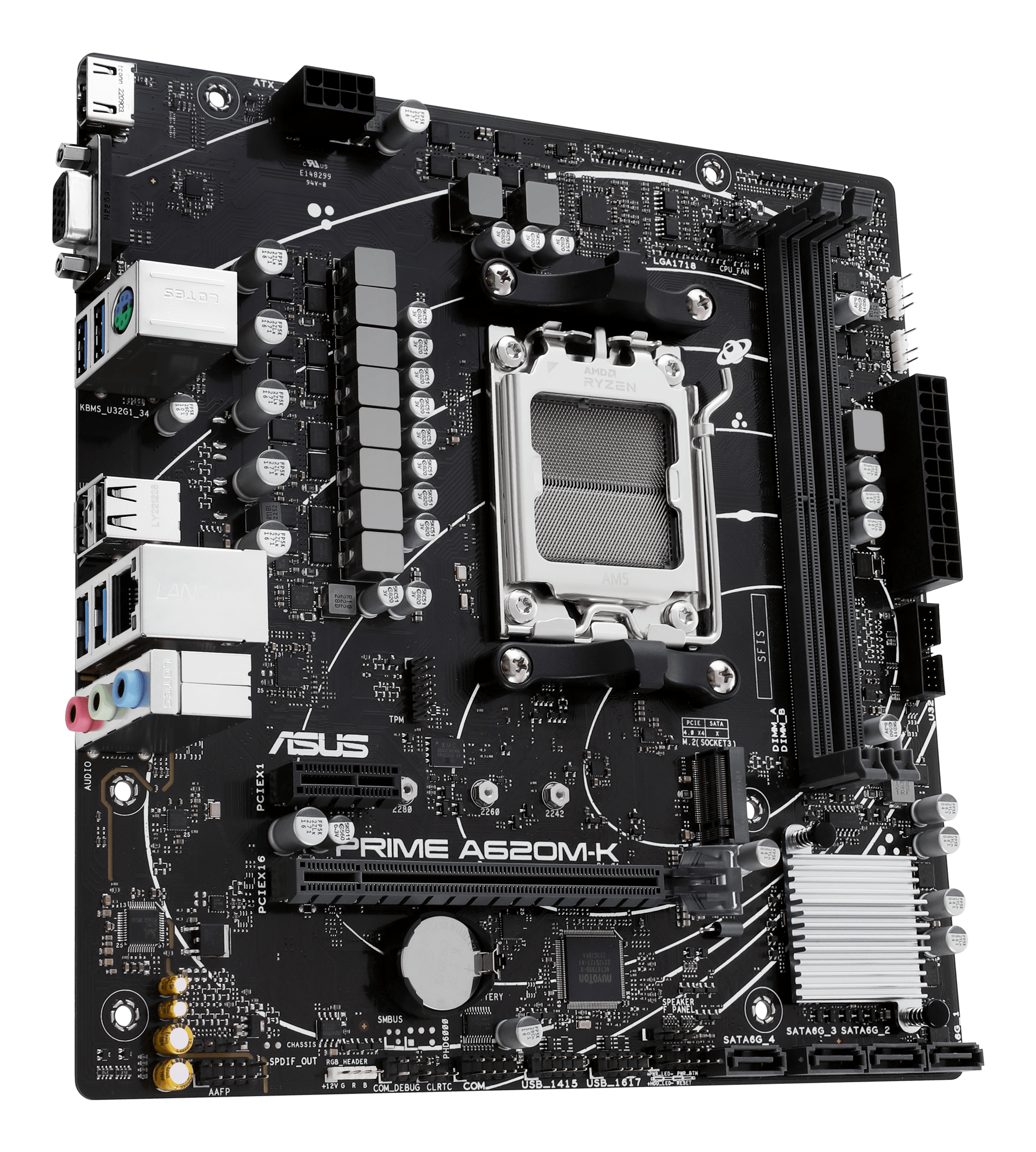 Motherboard AM5 Micro-ATX Asus PRIME A620M-K, 96GB RAM DDR5 Max, 1 M.2 PCIe 4