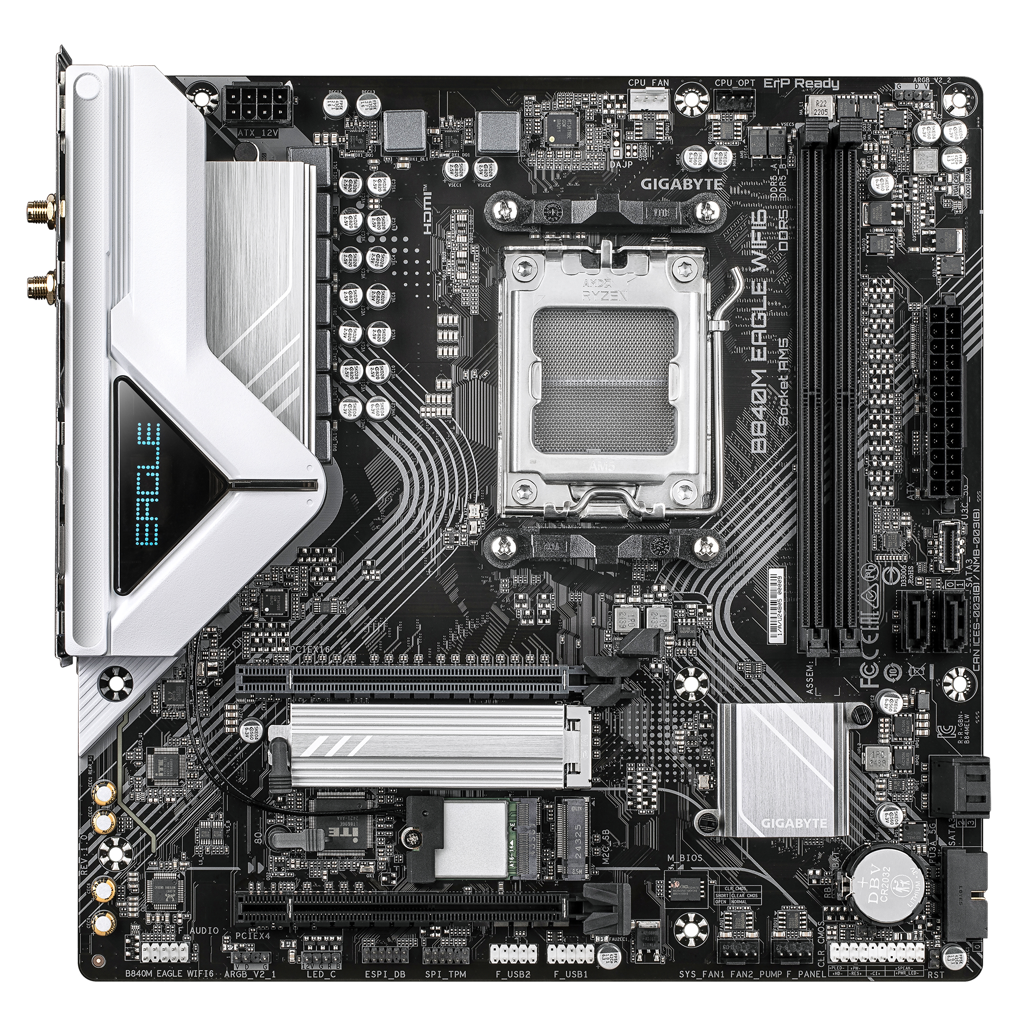 Motherboard AM5 Micro-ATX Gigabyte B840M EAGLE WIFI6, 128GB RAM DDR5 Max, 1 M.2 PCIe 4, Wi-Fi 6 + BT 5.3