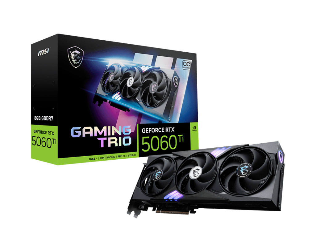 Tarjeta de Video NVIDIA RTX5060Ti OC MSI GAMING TRIO, 8GB GDDR7, 3 DisplayPort + 1 HDMI, Min 600W
