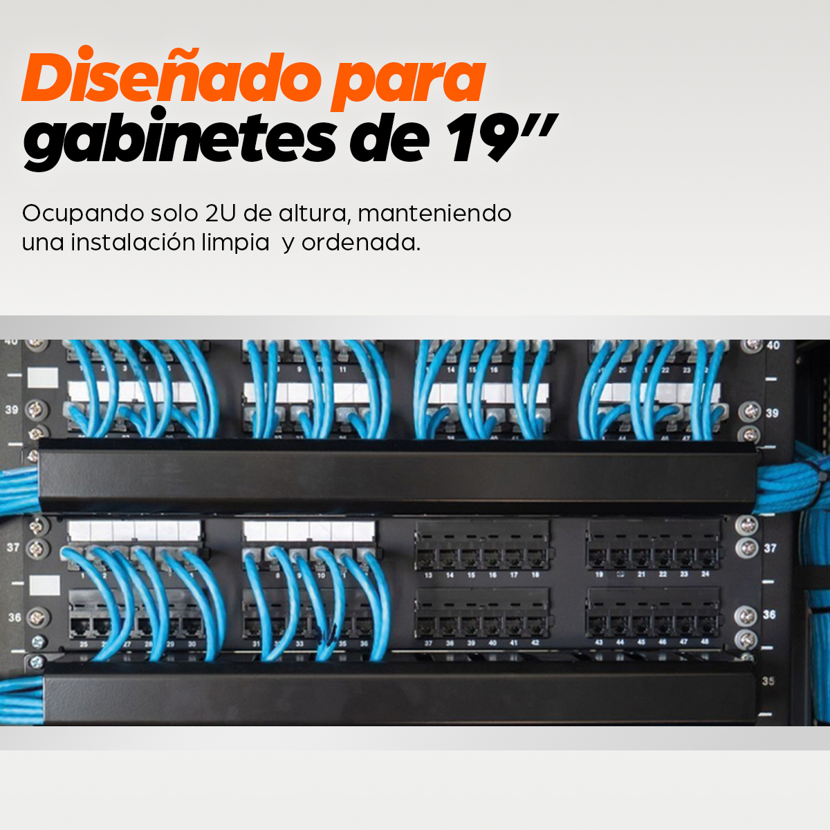 Organizador Horizontal de Cables con Tapa para Rack 19" 2U Intellinet 168458, Color Negro