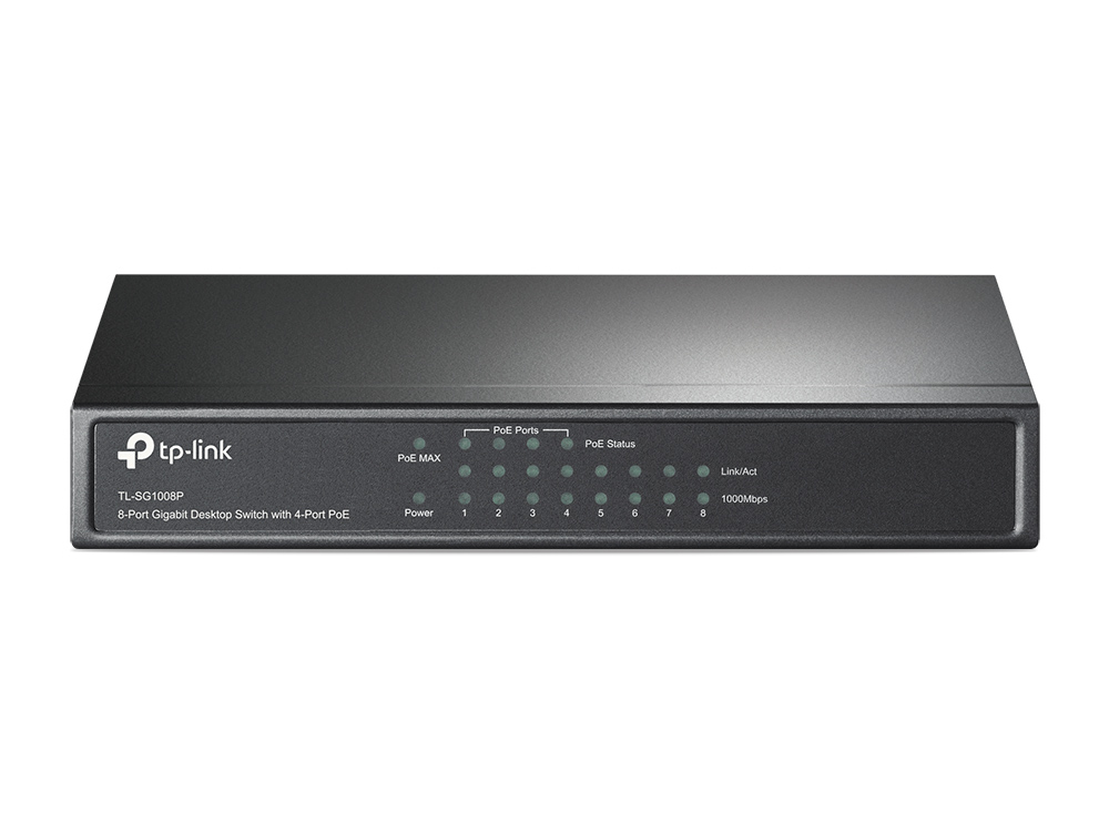 Switch 8 Puertos Gigabit PoE p/Escritorio Tp-Link TL-SG1008P, 4 Ptos PoE 30W y 250m por puerto, Caja de Metal - imagen 1