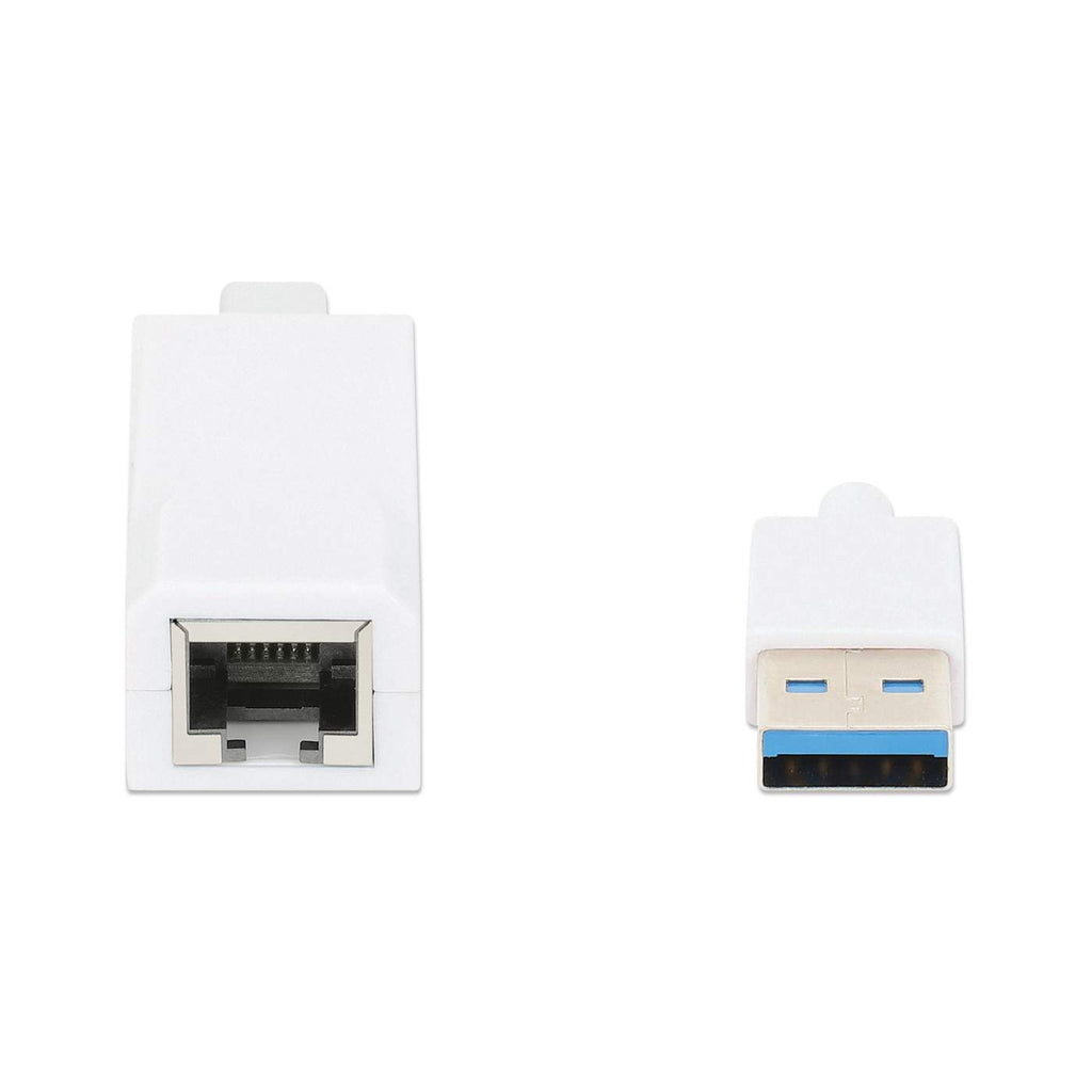 Adaptador Ethernet Gigabit de USB-A a RJ45 Manhattan 506847, Color Blanco