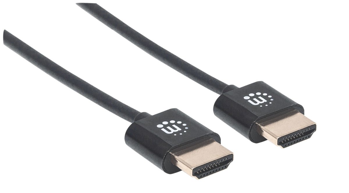Cable de Video 1m HDMI a HDMI Manhattan 394352, 4K 60Hz, Cable Delgado, Chapado en Oro, Color Negro - imagen 3