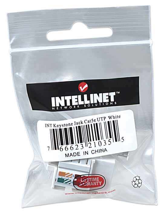 KeyStone Jack RJ45 Cat5e UTP Intellinet 210355, Terminación 110 y Krone, Color Blanco - imagen 2