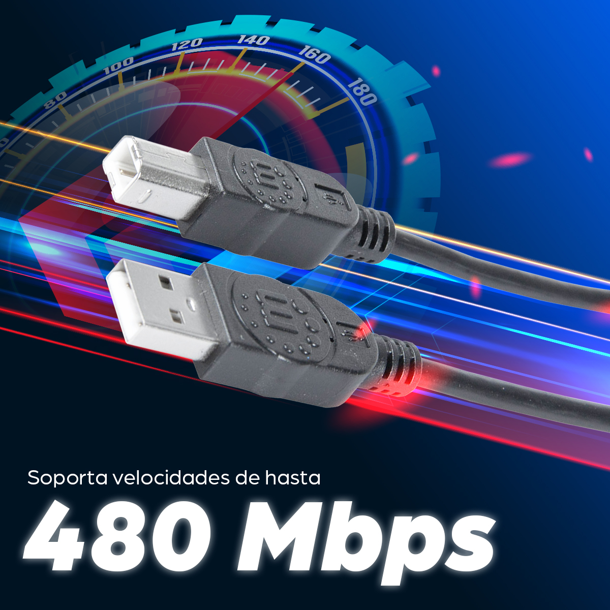 Cable USB-A 2.0 a USB-B 2.0 3m Manhattan 333382, 480Mbps, Color Negro - imagen 5