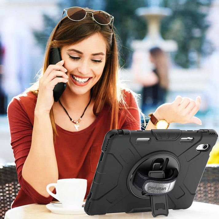 Funda rígida de uso rudo Manhattan 996518 para iPad de 10.9 pulgadas (10ª Gen), con soporte giratorio 360°. - imagen 5