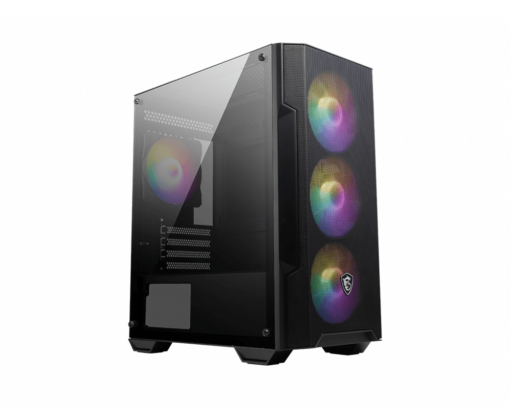 Gabinete Micro-ATX MSI MAG FORGE M100A, Incluye 4 Fans 120mm RGB, Radiador 240mm Max, Color Negro