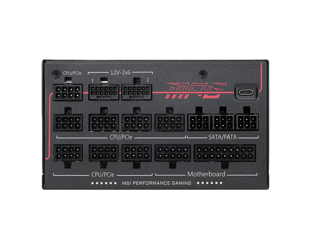 Fuente de Poder 1300W 80+Titanium MSI MPG Ai1300TS PCIE5, Modular, 1x 24pin, 2x 8pin CPU, 7x 8pin PCIE, 2x 12VHPWR - imagen 2