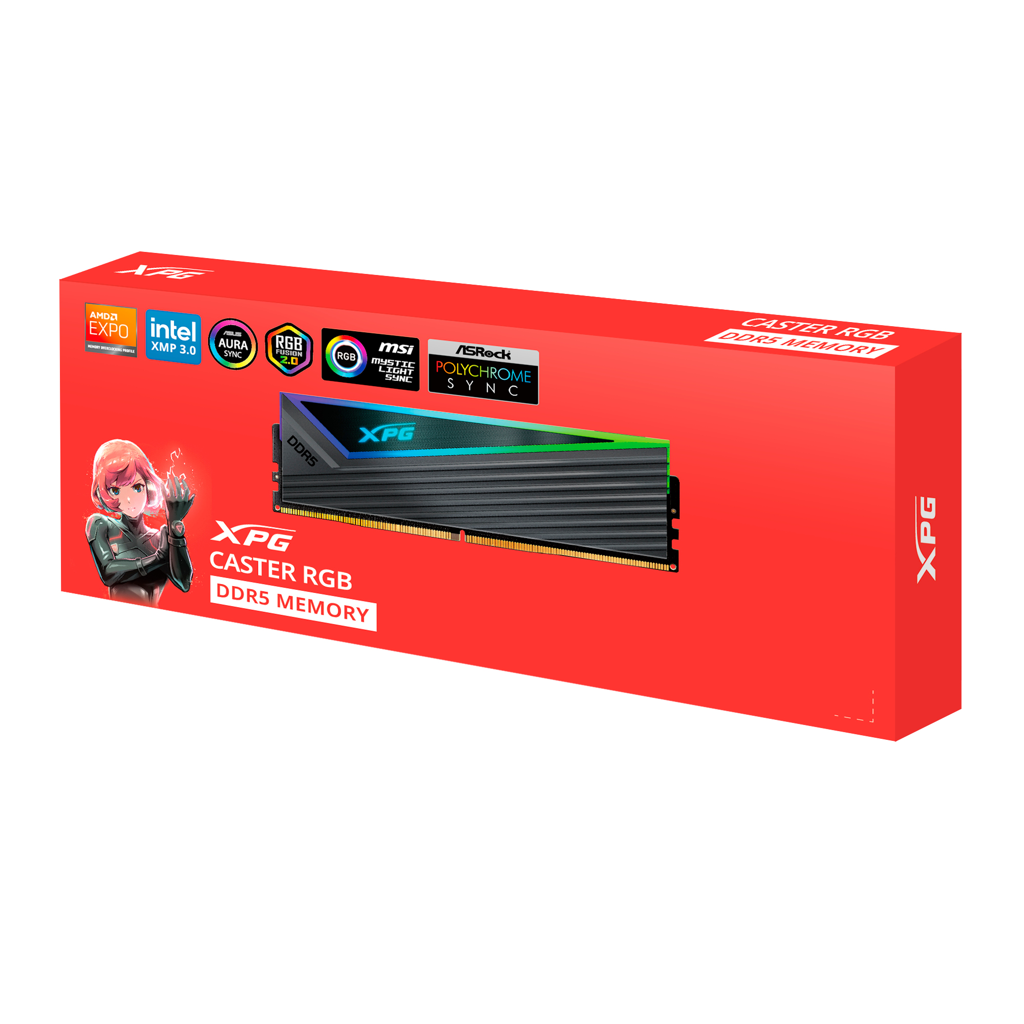Kit de Memoria RAM DDR5 DIMM 32GB (2x16) 6400MHz CL32 XPG CASTER RGB, Color Gris. AX5U6400C3216GDCCARGY