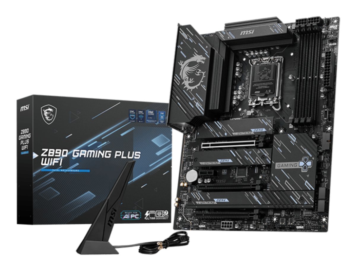 MotherBoard LGA1851 ATX MSI Z890 GAMING PLUS WIFI, 256GB RAM DDR5 Max, 1 M.2 PCIE 5 + 3 M.2 PCIE4, Wi-Fi 7 + BT 5.4 - imagen 1