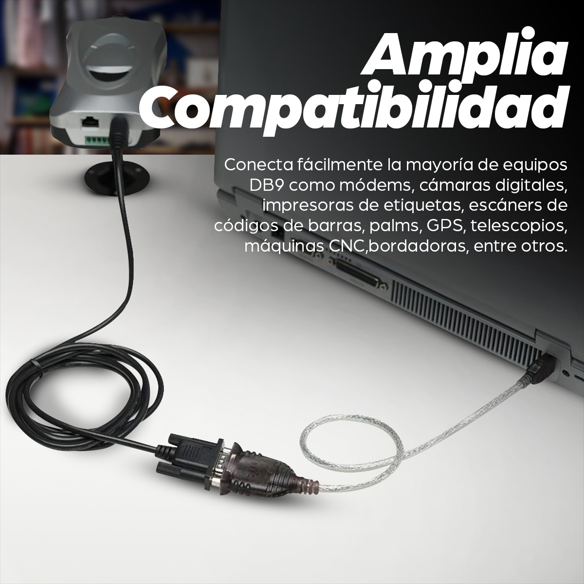 Convertidor USB-A 2.0 a Serial DB9 Manhattan 205153, 45cm, Plateado - imagen 5