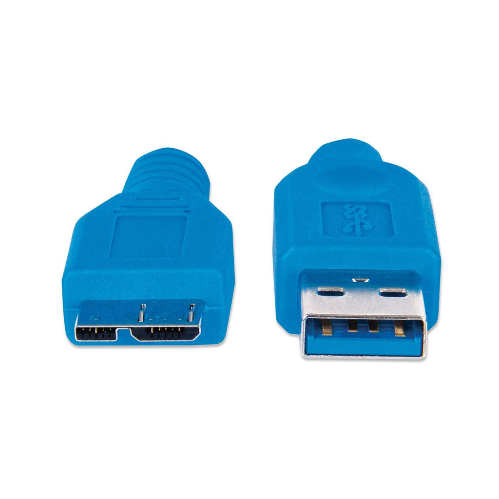 CABLE USB MICRO B - MICRO USB 3.0 MANHATTAN - 2 M, USB A, MICRO-USB B, MACHO/MACHO, AZUL, 325424 - imagen 3