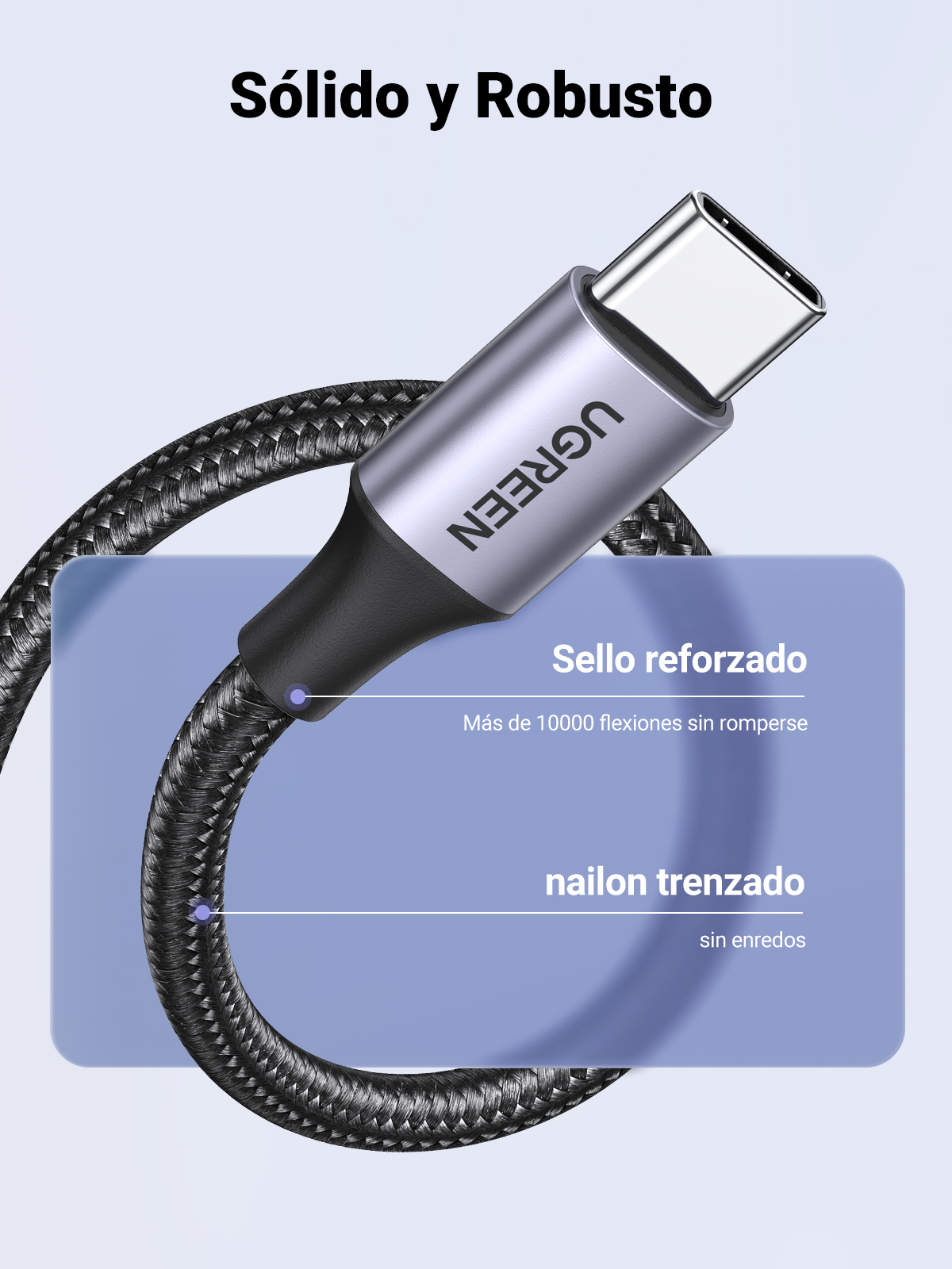 Cable USB-A a USB-C 1m Ugreen 60126, Hasta 3A, Carga Rápida QC 3.0, 480Mbps, Color Negro - imagen 5