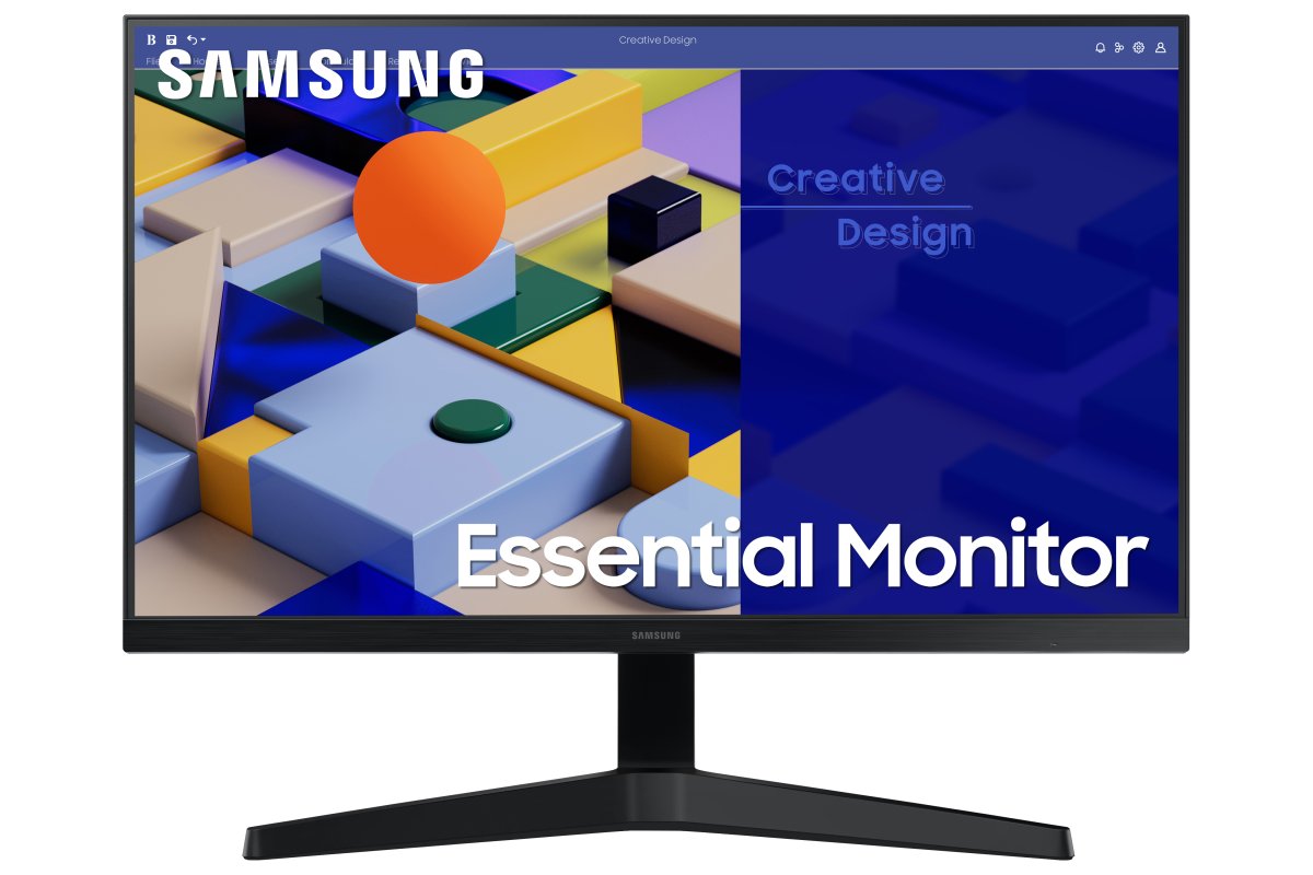Monitor 24" 1920x1080 75Hz 5ms, Samsung Essential S3 S31C, Panel IPS, FreeSync, 1 HDMI + 1 VGA, VESA 100mm, Color Negro - imagen 1