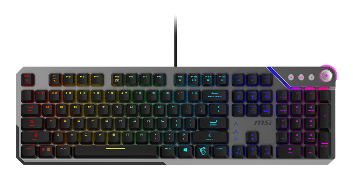 Teclado Alámbrico MSI Strike 600 Silent, 100%, RGB, Color Negro, Ingles
