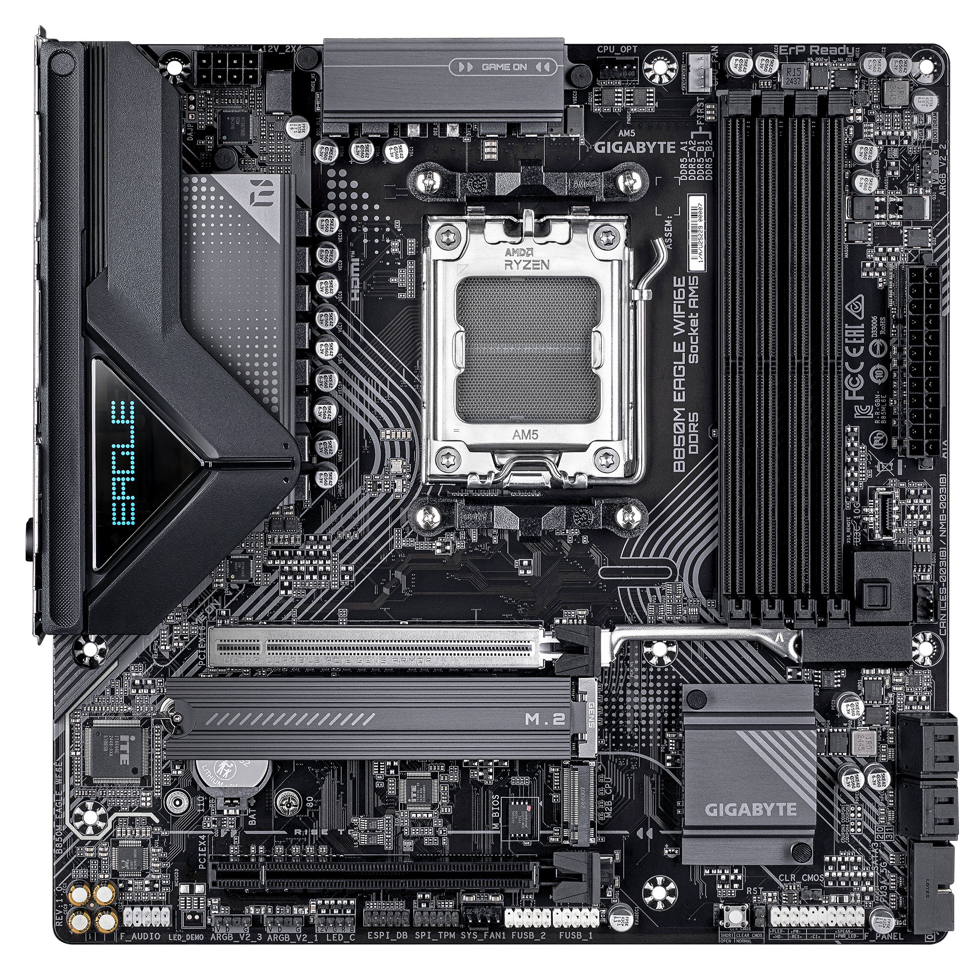 Motherboard AM5 Micro-ATX Gigabyte B850M EAGLE WIFI6E, 256GB RAM DDR5 Max, 1 M.2 PCIe 5 + 1 M.2 PCIe 4, Wi-Fi 6E + BT5.3